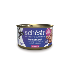 Schesir Complete & Balance Nutrition Wet Cat Food In Broth Can Tuna With Beef 85g